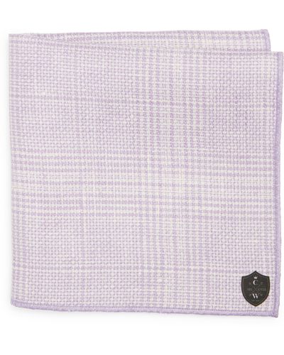 CLIFTON WILSON Plaid Linen Pocket Square At Nordstrom - Pink