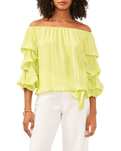 Vince Camuto Off The Shoulder Stripe Blouse - Yellow