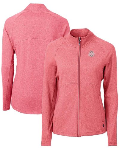 Cutter & Buck Heather Red Ohio State Buckeyes Adapt Eco Knit Heather Recycled Full-zip Jacket - Pink