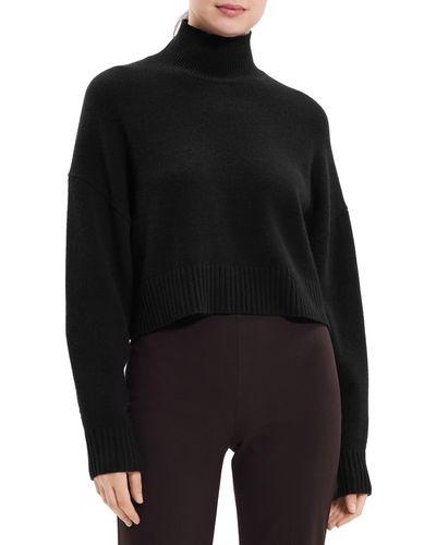 Theory Crop Cashmere Turtleneck Sweater - Black