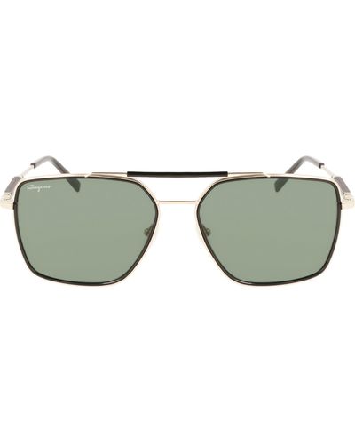 Ferragamo 59mm Rectangular Sunglasses - Green
