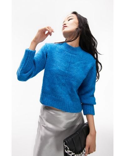 TOPSHOP Center Seam Crewneck Sweater - Blue