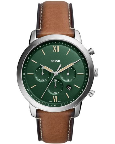 Fossil Neutra Chronograph Leather Strap Watch - Green
