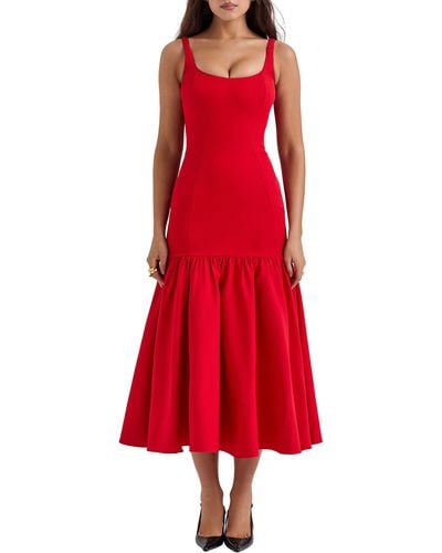 House Of Cb Amore Midi Dress - Red