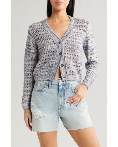 All In Favor Marled Open Stitch Cardigan In At Nordstrom, Size X-large - Gray