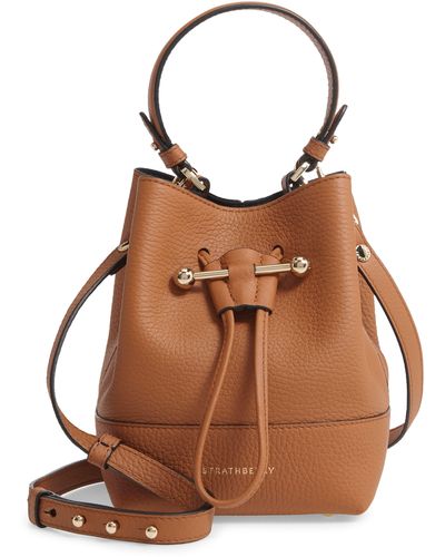 Strathberry Lana Osette Leather Crossbody Bucket Bag - Brown