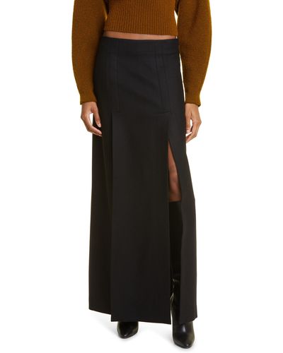 Proenza Schouler Double Slit Wool Blend Maxi Skirt - Black