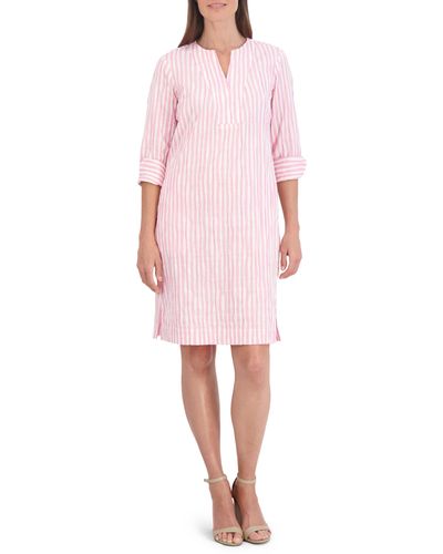 Foxcroft Vena Stripe Crinkle Shift Dress - Pink
