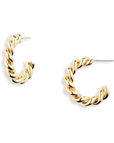 BP. Twist Hoop Earrings - Metallic