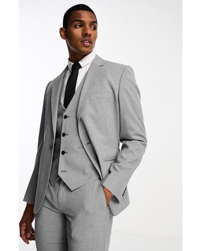 ASOS Slim Fit Heathered Suit Jacket - Gray