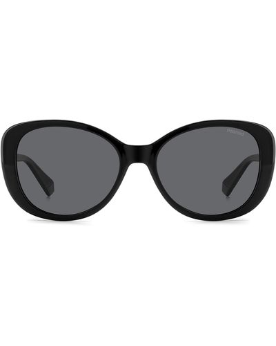 Polaroid 55mm Polarized Round Sunglasses - Black