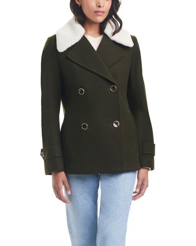 Sanctuary Wool Blend Coat With Removable Faux Shearling Collar - Black
