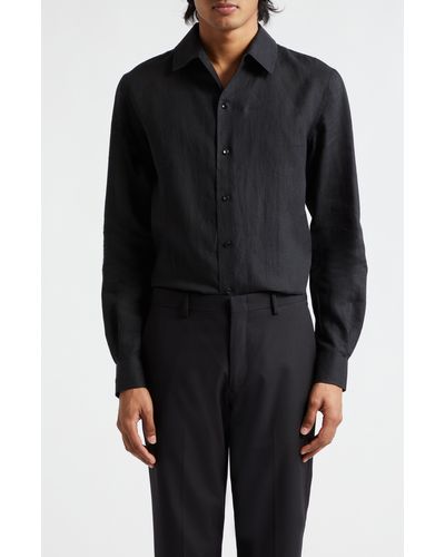 Agnona Linen Button-up Shirt - Black