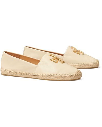 Tory Burch Eleanor Leather Espadrille Flats - Natural