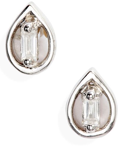 Dana Rebecca Brielle Rose Pear Diamond Stud Earrings - Metallic