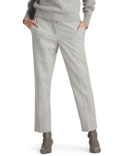 St. John Melange Stretch Wool Flannel Pants - Gray