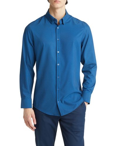 Mizzen+Main Mizzen+main Leeward Star Print Button-up Performance Shirt - Blue