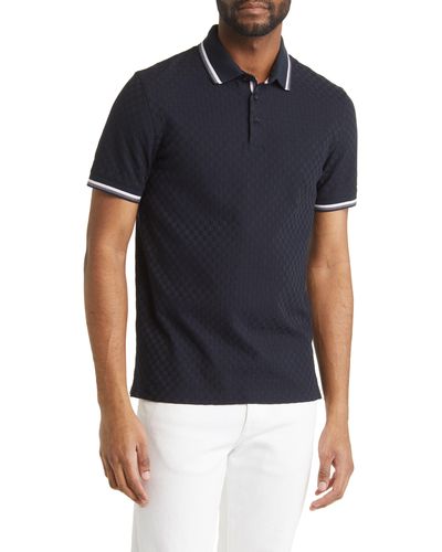 Ted Baker Palos Regular Fit Textured Cotton Knit Polo - Blue