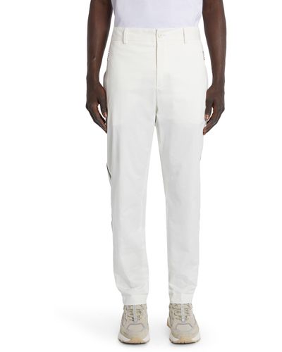 Moncler Side Stripe Cotton Stretch Gabardine Pants - White