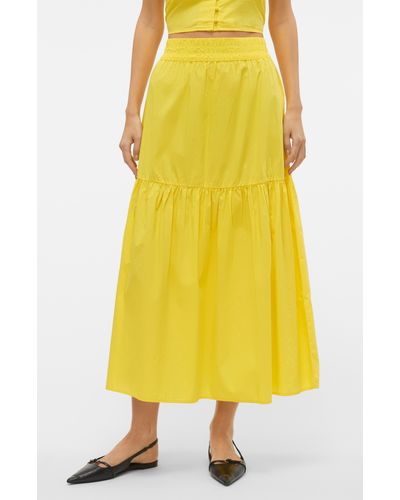Vero Moda Tiered Maxi Skirt - Yellow