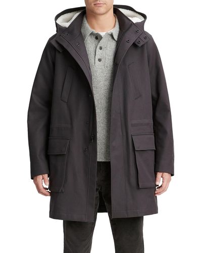 Vince Cotton Parka With Removable Faux Shearling Hood - Black