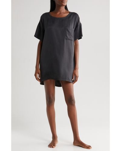 Lunya Oversize Silk Sleepshirt - Black