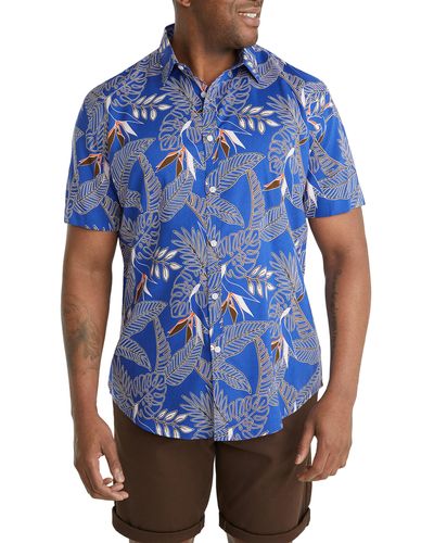 Johnny Bigg Java Tropical Short Sleeve Button-up Shirt - Blue