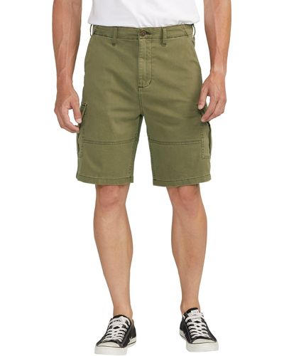 Silver Jeans Co. Stretch Cotton Twill Cargo Shorts - Green