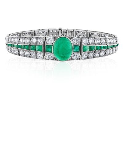 Mindi Mond Art Deco Colombian Emerald & Diamond Bracelet - Green