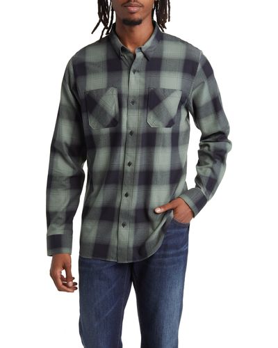 Travis Mathew Cloud Plaid Flannel Button-up Shirt - Gray