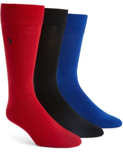 Polo Ralph Lauren 3-pack Combed Cotton Blend Crew Socks - Red