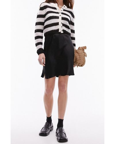 TOPSHOP Bias Cut Satin Skirt - Black
