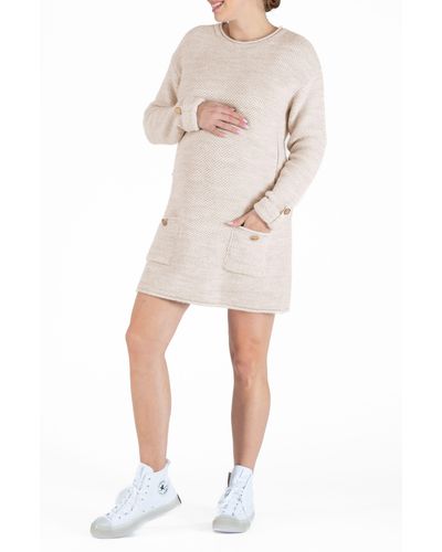 Cache Coeur Honey Long Sleeve Maternity/nursing Sweater Dress - Natural