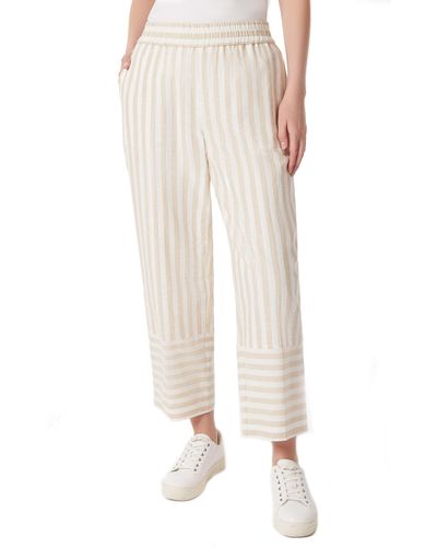 Jones New York Stripe Linen Blend Wide Leg Crop Pants - Natural