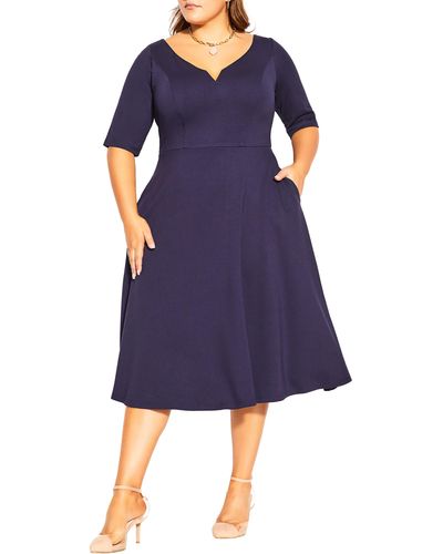 City Chic Cute Girl Fit & Flare Dress - Blue