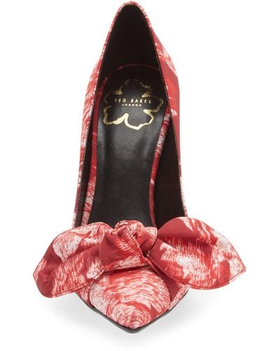 Ted Baker Ryana Tapestry Pointed Toe Bow Pump - Red