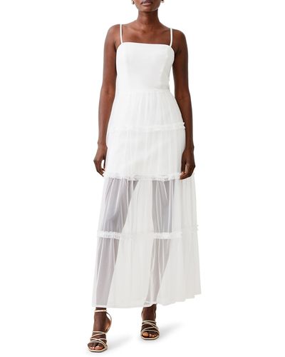 French Connection Whisper Strappy Tulle Maxi Dress - White