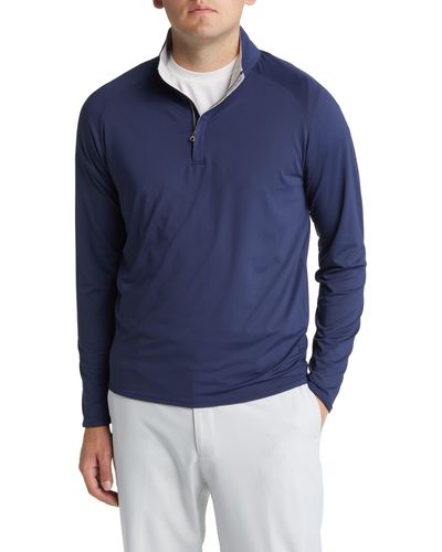 Peter Millar Crown Crafted Stealth Performance Quarter Zip Pullover - Blue