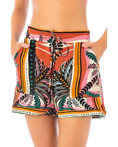 Maaji Eclectic Palms Frankie Cover-up Shorts - Orange