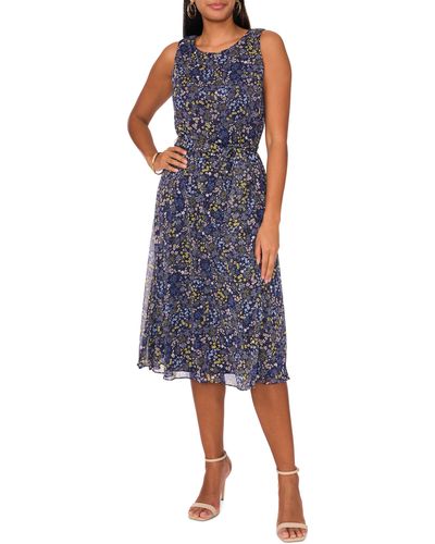 Chaus Floral Sleeveless Midi Dress - Blue