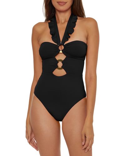 SOLUNA Ruffle Strappy One-piece Swimsuit - Black