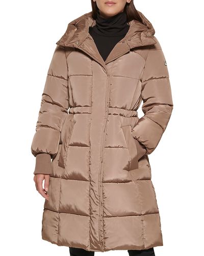 Kenneth Cole Memory 3/4 Length Puffer Jacket - Brown