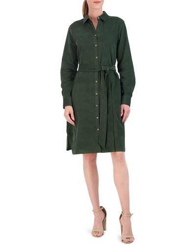 Foxcroft Rocca Long Sleeve Corduroy Shirtdress - Green