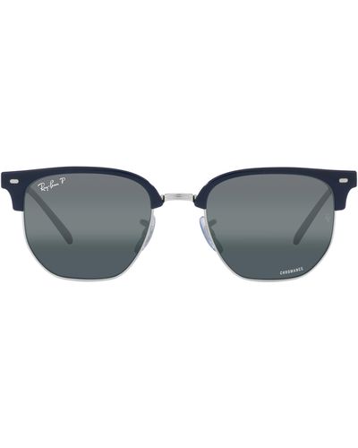 Ray-Ban New Clubmaster 55mm Mirrored Polarized Irregular Sunglasses - Blue