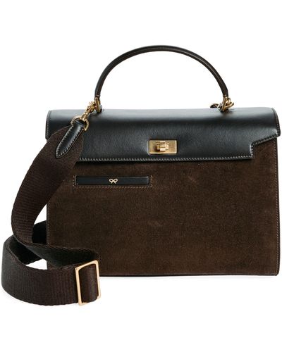 Anya Hindmarch Mortimer Suede & Leather Top Handle Bag - Black