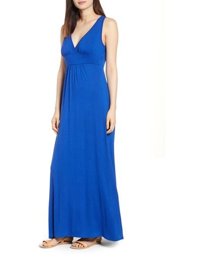 Loveappella Solid Maxi Dress - Blue