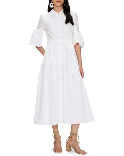 Diane von Furstenberg Aveena Eyelet Embroidered Cotton Shirtdress - White