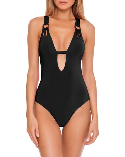 Becca Color Code Plunge One-piece Swimsuit - Black