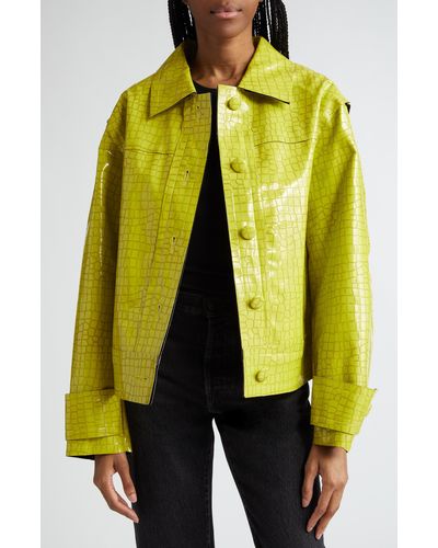 Stand Studio Libertee Oversize Faux Leather Jacket - Yellow