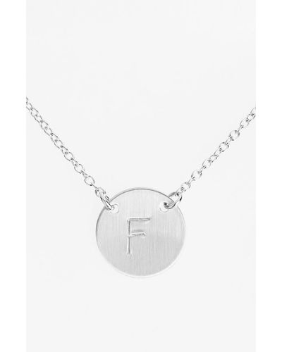 Nashelle Sterling Silver Initial Disc Necklace - White